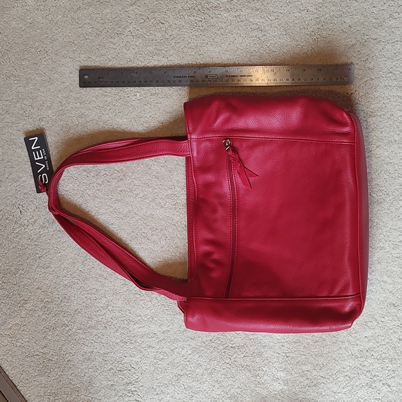 Sven Berkeley USA Red Leather Tote Bag - Picture 16 of 16